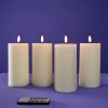 Set de 4 bougies LED Flamme 3D, beige