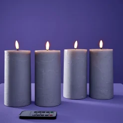 Set de 4 bougies LED Flamme 3D, gris