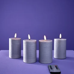 Set de 4 bougies LED Flamme 3D, gris