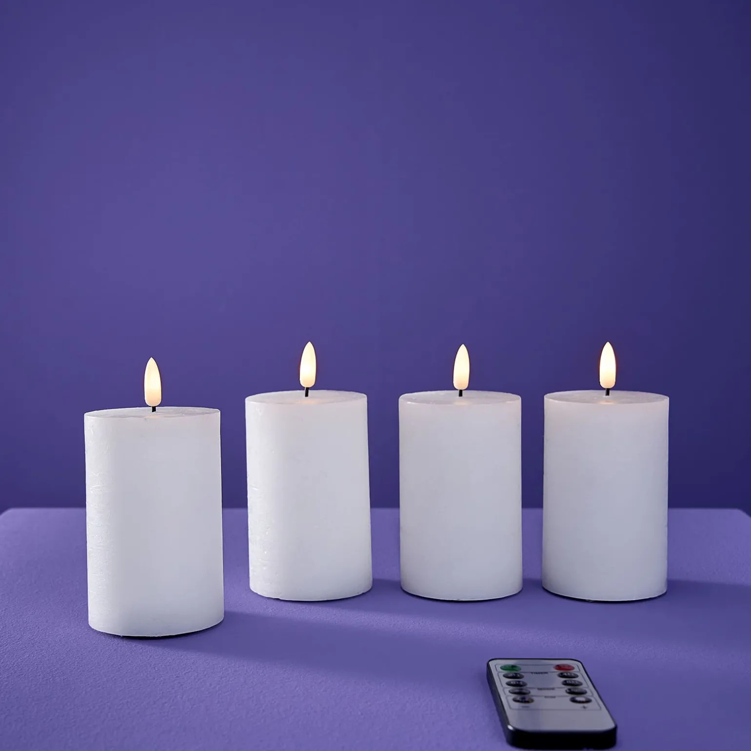 Set de 4 bougies LED Flamme 3D, blanc