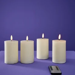 Set de 4 bougies LED Flamme 3D, beige