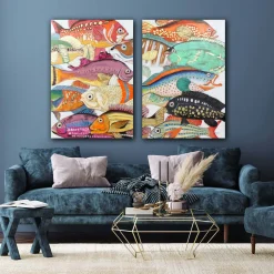 Set de 2 tableaux Colorful Fishes