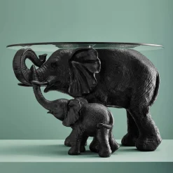 Table d'appoint Elephants Mali & Kisha, noire