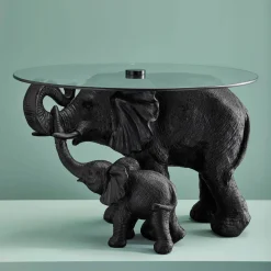 Table d'appoint Elephants Mali & Kisha, noire
