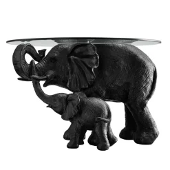 Table d'appoint Elephants Mali & Kisha, noire