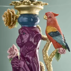 Table d'Appoint Singe avec Perroquet, multicolore