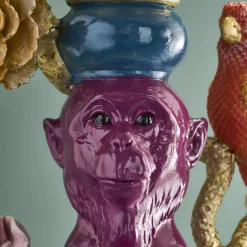Table d'Appoint Singe avec Perroquet, multicolore