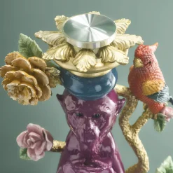 Table d'Appoint Singe avec Perroquet, multicolore
