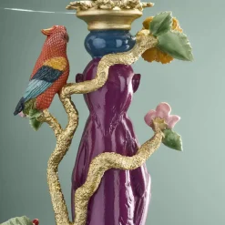 Table d'Appoint Singe avec Perroquet, multicolore