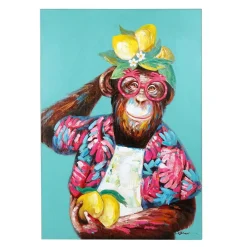 Tableau singe Fruity Freddy, coloré, peint à la main