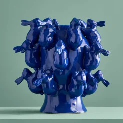 Vase avec des lapins Rabbits, bleu