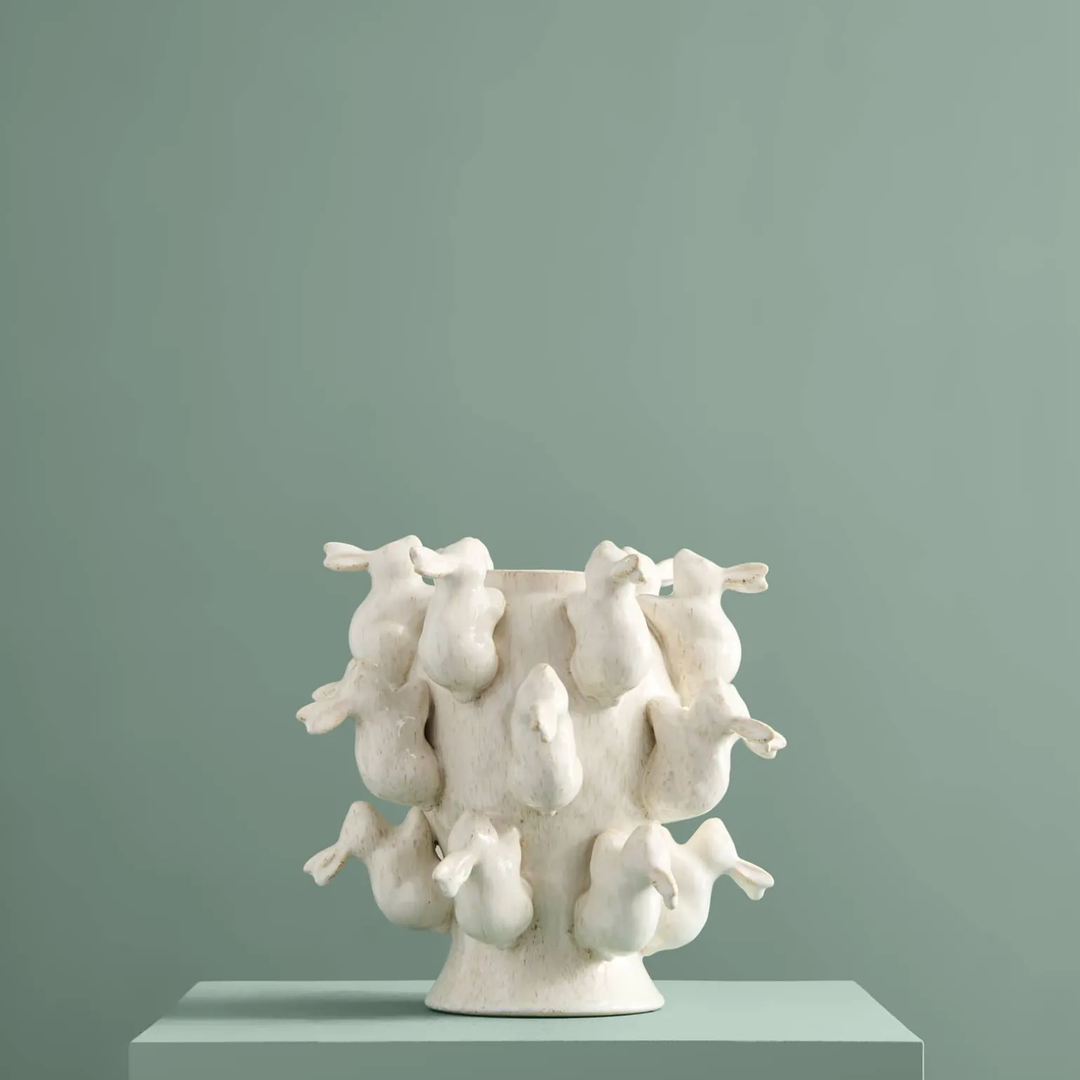 Vase avec des lapins Rabbits, blanc