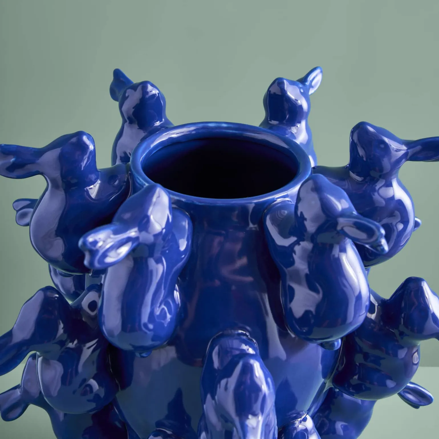 Vase avec des lapins Rabbits, bleu