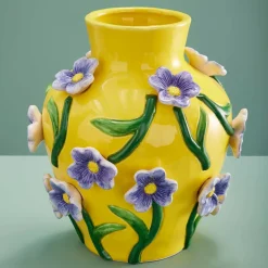 Vase avec fleurs Printemps, jaune