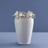 Vase avec oiseaux L, blanc