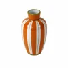 Vase Mandarino, motif rayé, orange et blanc, peint à la main