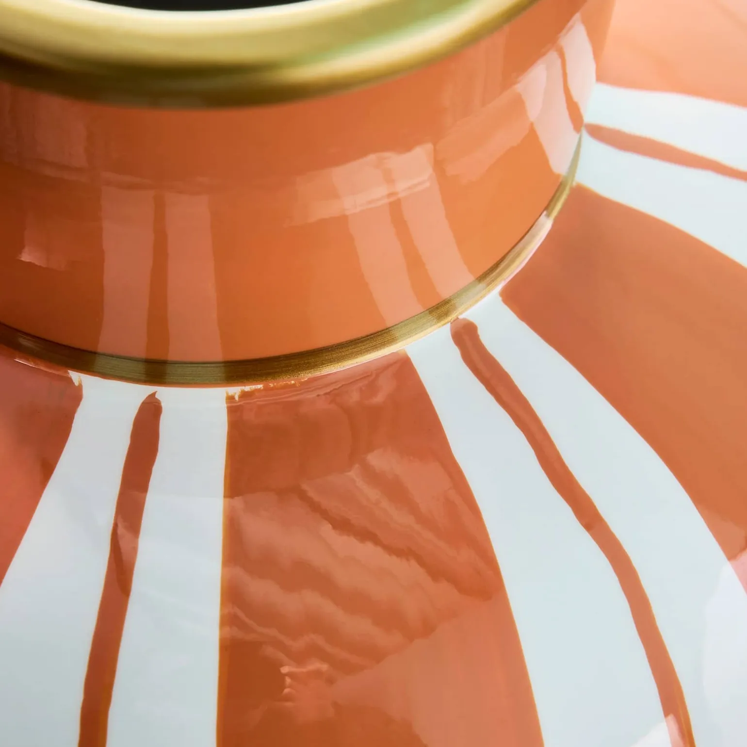 Vase Mandarino, motif rayé, orange et blanc, peint à la main