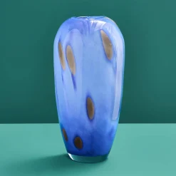 Vase Valentina L, bleu-or