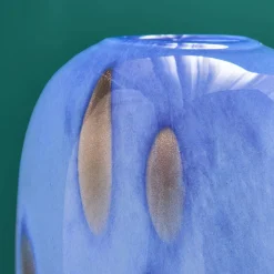 Vase Valentina L, bleu-or