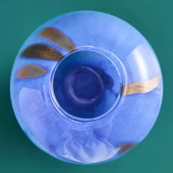 Vase Valentina L, bleu-or
