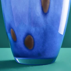 Vase Valentina L, bleu-or