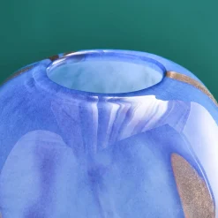 Vase Valentina L, bleu-or