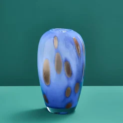 Vase Valentina S, bleu-or