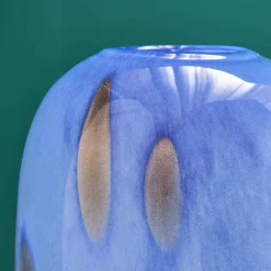 Vase Valentina S, bleu-or