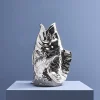 XXL Vase Poisson Blubb, argent brillant