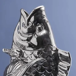 XXL Vase Poisson Blubb, argent brillant