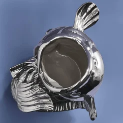 XXL Vase Poisson Blubb, argent brillant