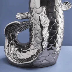 XXL Vase Poisson Blubb, argent brillant